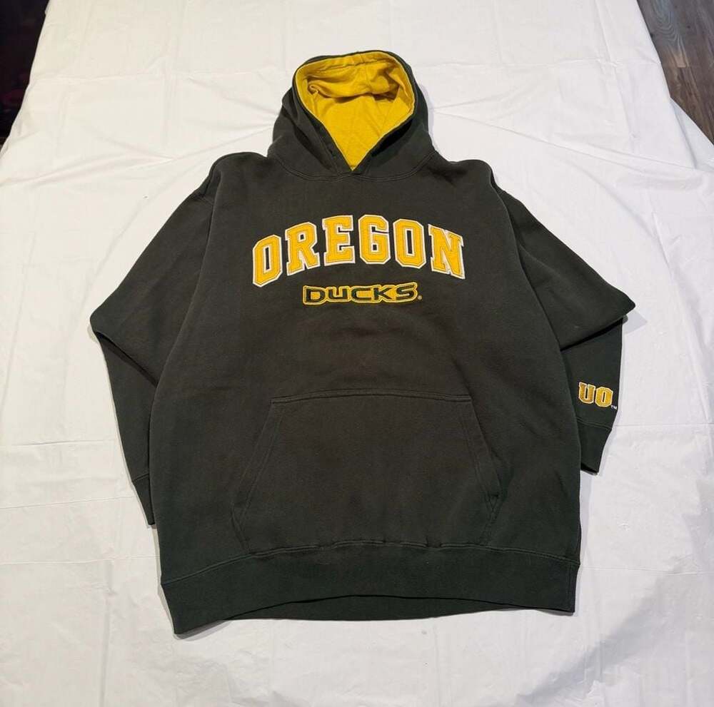E5 Oregon Ducks University of Oregon Embroidered Pullover Hoodie Size Large